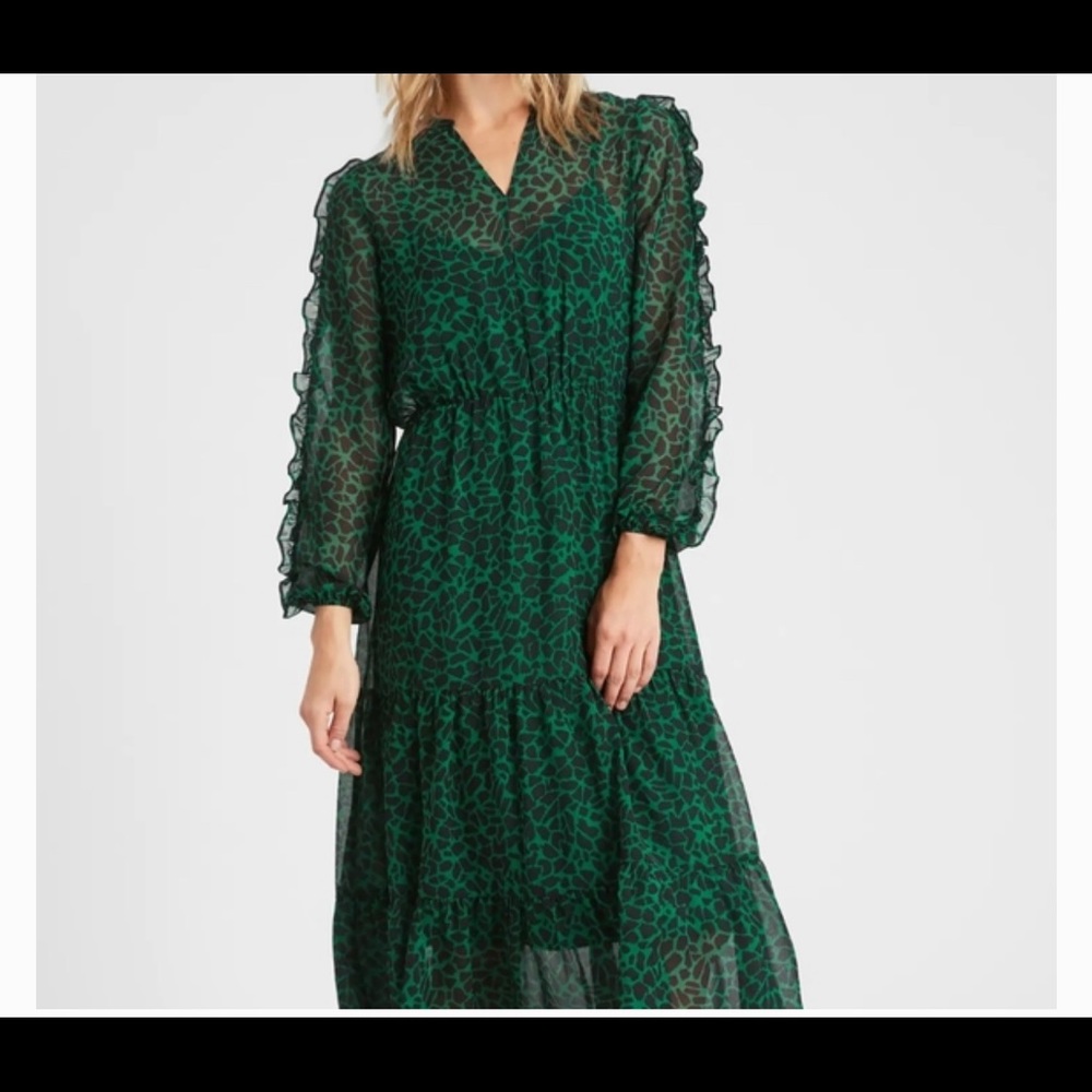 Green Animal Print Banana Republic Factory Dress